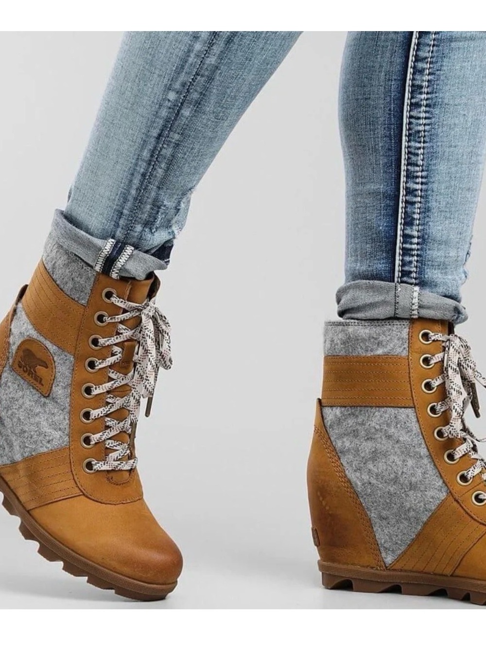 Lexie Wedge Boots Camel Brown Womens 9 - Picture 8 of 9